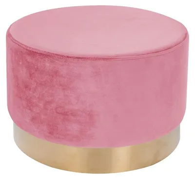 Immagine prodotto di Pouf Rotondo Nano in Velluto Rosa Antico e Oro