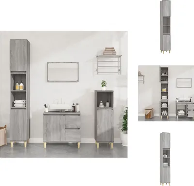 Obrázok produktu pre vidaXL Kúpeľňová skrinka Grey Sonoma 30x30x190 cm Materiál na báze dreva - Umývadlá do kúpeľne
