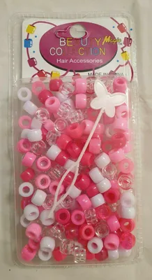 Produktbild von Pinke Haarperlen aus Kunststoff für das Verzieren von Zöpfen und Cornrows