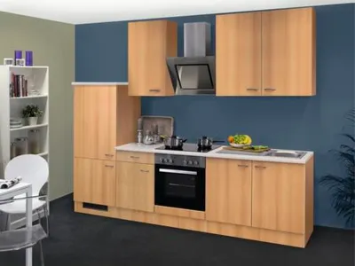 Produktbild von Flex Well Küchenzeile ohne Geräte Nano 270 cm buche matt zerlegt Variante reversibel 00009153