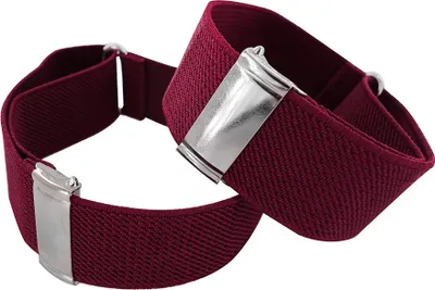 Immagine prodotto di axy®1 paio di polsini per camicia da uomo - portamaniche - fascia per maniche - elasticizzati e regolabili - rosso vino