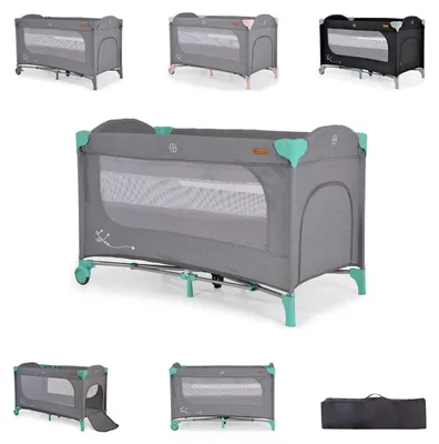 Produktbild von Cangaroo Reisebett Skyglow 2 Ebenen Räder Matratze Seiteneingang Tasche Bremsen grün