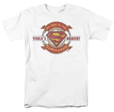 Image de T-shirt Superman - "Le plus grand héros au monde, papa" - Modèle unie pour hommes/femmes - TV38301 (3XL) (Blanc)