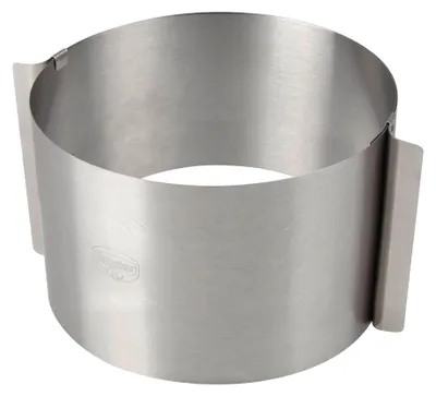 Produktbild von Dr. Oetker Tortenring KÜCHENHELFER PROFI, extra hocher verstellbarer Küchenhelfer von 16-30cm, Backzubehör zum Schichten oder Füllen von Torten, Backhelfer aus Edelstahl (Farbe: Silber) Menge: 1 Stück