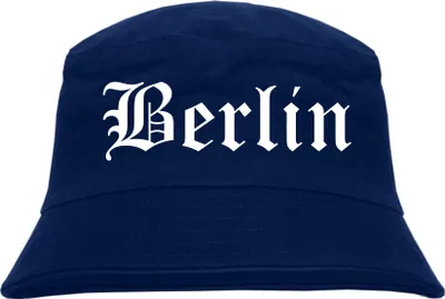 Produktbild von Berlin Fischerhut - Dunkelblau - Altdeutsch - bedruckt - Bucket Hat Anglerhut Hut L/XL Dunkelblau
