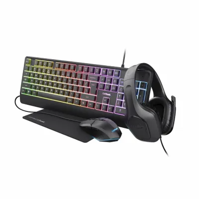 Produktbild von Trust GXT 792 QUADROX, Kabelgebunden, USB, QWERTY, LED, Schwarz, Maus enthalten