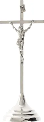 Obrázek produktu pro Jednoduchý stříbrný stojící kříž 22 cm z kovu