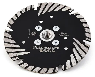 Image de Disque de tronçonnage diamanté de 125 mm, filetage M14, pour découpe à sec et à l'eau, adapté au béton, à la pierre et aux carreaux