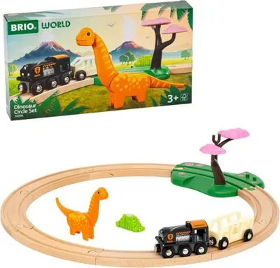 Obrázok produktu pre Drevená železničná súprava s dinosaurami, 12 dielov, kompatibilná s Brio World, súprava hračiek s vlakom