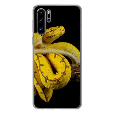 Produktbild von MuchoWow® Handyhülle Schutzhülle Hülle für Huawei P30 Pro Schlange - Zweig - Gelb Silikon Softcase Handy Hülle - Schutzdeckel