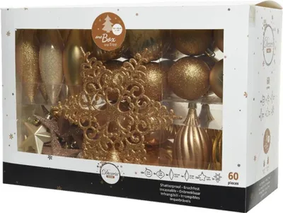 Produktbild von Decoris Weihnachtskugeln Kunststoff Set 60 Stück Gold  Deko