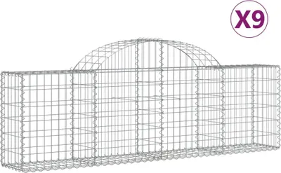 Produktbild von vidaXL Gabionen mit Hochbogen 9 Stk. 200x30x60/80 cm Verzinktes Eisen