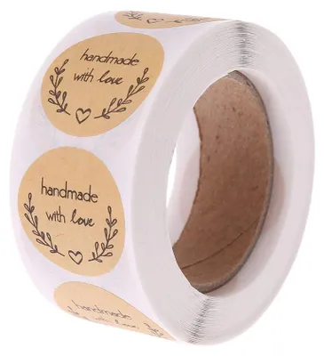 500 runde Kraftpapier-Sticker, selbstklebend, handgemacht