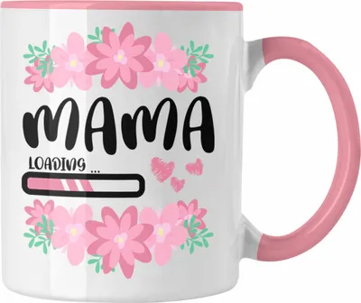 Produktbild von Trendation - Mama Loading Tasse Rosa Geschenk Schwangerschaft Baby Kaffeetasse Schwangerschaftsankündigung (Rosa)