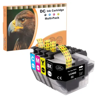 Image de Cartouches d'imprimante compatibles D&C LC422XL, pour les modèles Brother LC-422XL LC 422, pack multiple pour Brother MFC-J5340DW, MFC-J5345DW, MFC-J5740DW, MFC-J6540DW, MFC-J6940DW (noir, cyan, magenta, jaune, lot de 4)