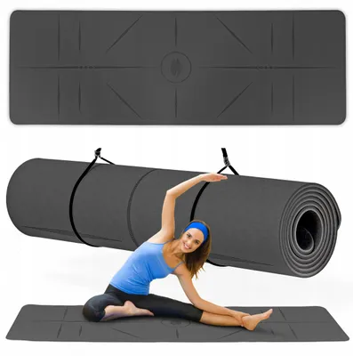 Zdjęcie produktu dla Gruba MATA FITNESS do ćwiczeń TPE JOGA gimnastyczna DWUWARSTWOWA 183x61cm