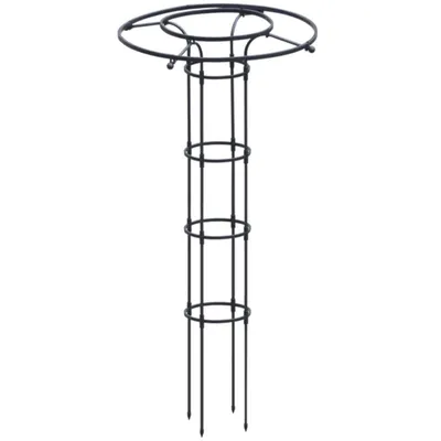 Image de Treillis circulaire pour jardin, support résistant aux intempéries pour roses et fleurs, structure de soutien pour plantes grimpantes vivantes