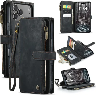 Produktbild von iPhone 17 Pro Max Hülle - CaseMe C30 Klapphülle mit Brieftasche - Schwarz