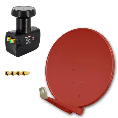 Produktbild von PremiumX DELUXE100 Satellitenantenne 100 cm Alu Ziegelrot Twin LNB Schwarz 4x F-Stecker