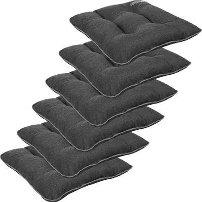 Produktbild von SuperKissen24. Stuhlkissen Outdoor - Sitzkissen für Stühle 6er Set 45x45 cm - Outdoor Kissen Wetterfest mit Füllung - Schwarz Leinen