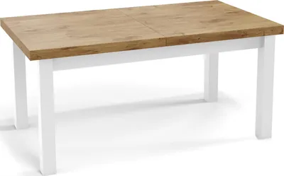 Obrázok produktu pre Moderný obdĺžnikový rozkladací jedálenský stôl - úspora miesta - biele drevené nohy - 120 až 160 cm - dub Lancelot - 120 x 80 cm