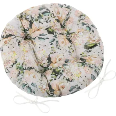 Image de Coussin rond matelassé EMA - 40 cm (diamètre) - Rose, Vert