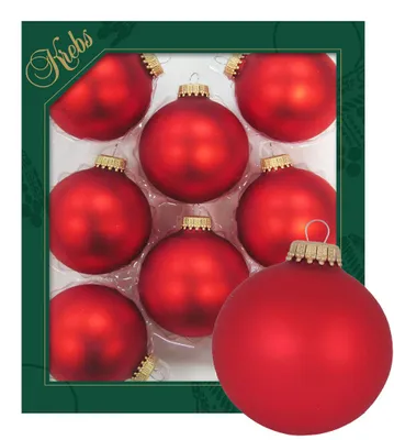 Produktbild von Krebs Glas Lauscha 8er Set einfarbige Christbaumkugeln in Satin-Feuerrot - Größe ca. 7cm - 70213