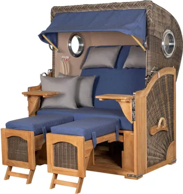 Produktbild von Strandkorb-Set - bene living - Ammersee Teak - PE grau - Modell 595 - inkl. Liftersystem