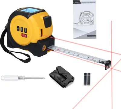 Produktbild von 3in1 Laserwasserwaage, 60M Laser-Entfernungsmessung, 5M Maßband, mit Pythagoras, Fläche, Volumenmessung M/ft/in Einheitenumrechnung, Kreuzlinienlaser