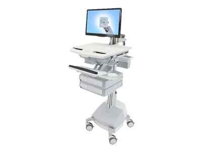 Produktbild von Ergotron Wagen - offene Architektur - für LCD-Display / PC-Ausrüstung - medizinisch - Aluminium, verzinker Stahl, hochwertiger Kunststoff - Grau, weiß, Polished Aluminum - Bildschirmgröße: bis zu 61 cm (bis zu 24 Zoll)