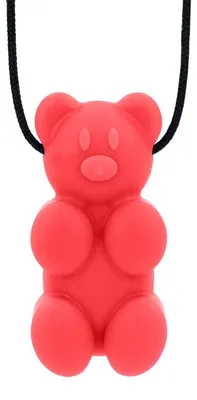 Produktbild von Ark Therapeutics Kaukette Gummy Bear rot für Kinder und Erwachsene Vriendelijk berenvormige kauwketting, ideaal voor wie een gladde kauwstructuur prefereert.
