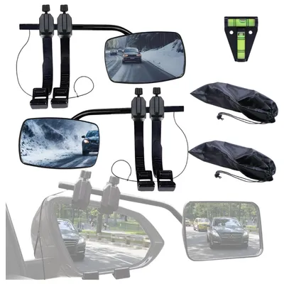 Produktbild von Caravanspiegel 2er Set 120×190 mm – Universal Aufsatzspiegel mit Spanngurt