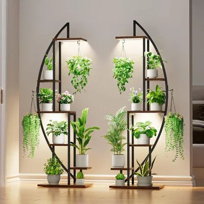 Image de Étagère d'intérieur pour plantes à 6 niveaux, 160 cm, avec lampes de culture