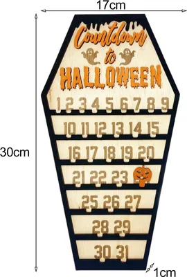 Produktbild von Halloween-Adventskalender, Holz-Countdown bis Halloween-Ornament mit beweglichem Kürbisblock für Heimdekoration