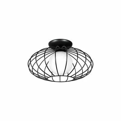 Produktbild von Euluna Deckenlampe Deckenlampe Leuchte Lampe Kronos Käfig Schwarz Opalkugel