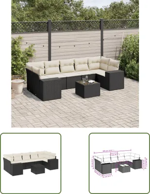 Produktbild von The Living Store 8-tlg. Garten-Sofagarnitur mit Kissen Schwarz Poly Rattan