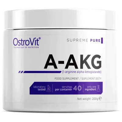 A product shot of a white tub of OstroVit A-AKG powder.