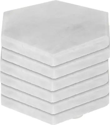 Produktbild von Argon Ta Sechseckige Marmoruntersetzer – 10 cm – Weiß – 6 Stück