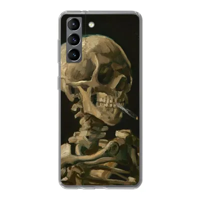 Obrázok produktu pre Kryt mobilného telefónu pre Samsung Galaxy S21 Hlava kostlivca s horiacou cigaretou - Vincent van Gogh Silikónové mäkké puzdro