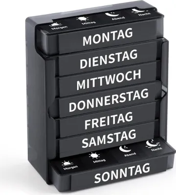 Immagine prodotto di Portapillole 7 giorni Portapillole 4 scomparti organizzatore Senza BPA