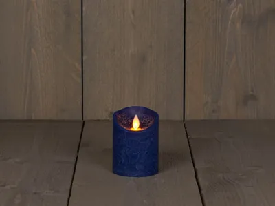 Produktbild von Kerze Antique bleu Wax Rustic Moving Flame 7,5X10Cm 3Xaaa/Zeitschaltuhr
