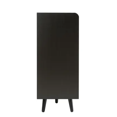 Produktbild von Merax Schuhschrank mit Sitzbank, Schuhregal mit Kippsicherung und gepolsterter Sitzfläche, Holzoptik 4 Türen, Stauraum für Schuhe & Taschen, Schwarz