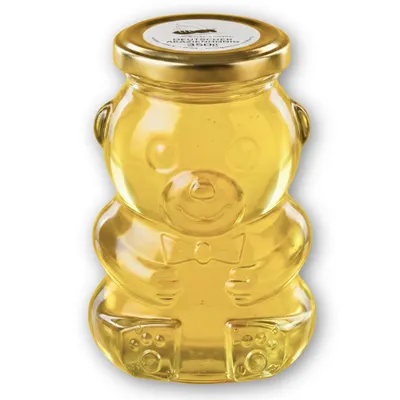 Produktbild von Akazienhonig im Bärenglas 350g | wiederverwendbares Bärenglas | Grega´s Imkerei | Deutscher Robinienhonig flüssig & mild