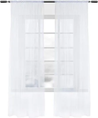 Image de Rideaux blancs en polyester 140 x 245 cm, en deux parties