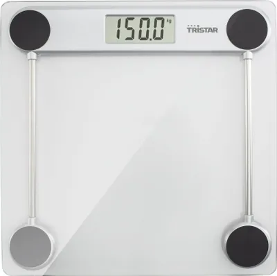 Produktbild von Tristar WG-2421 Personenwaage, Elektronische Personenwaage, 150 kg, 100 g, Silber, Transparent, kg, lb, ST, Quadratisch