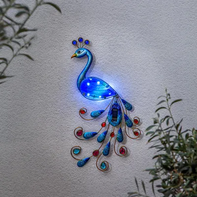 Produktbild von Star Trading Peacock LED Solar-Wanddekoration Pfau 52 cm Bunt