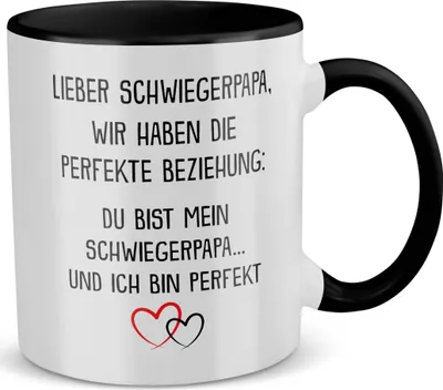 Produktbild von 22Feels Schwiegerpapa Geschenk Hochzeit Geburtstag Weihnachten Vatertag Herrentag Männer Tasse Vater der Braut des Bräutigams Schwiegervater Kaffeetasse Schwiegereltern (Weiss-Schwarz)