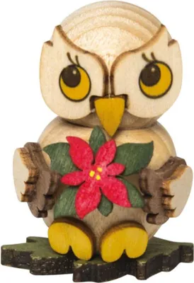 Productafbeelding van Kuhnert houten figuur, dierenfiguur, decoratief figuur: uiljong met kerstster - echt uit het Erzgebirge