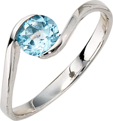 Produktbild von Damenring Ring mit Blautopas Topas blau 333 Gold Weißgold für Damen Goldring Innenumfang 60mm  Ø19.1mm