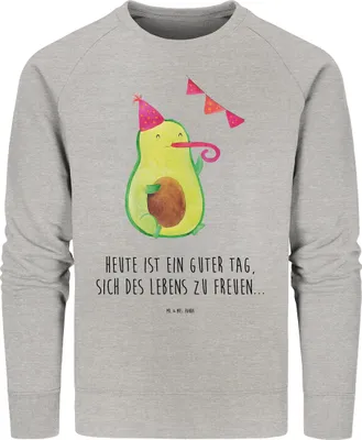 Produktbild von Mr. & Mrs. Panda Bio Pullover Avocado Party Größe XS - Heather Grey - Geschenk, Happy Birthday, Sweater, Baumwoll, Geburtstag, Sweatshirt, Pulli